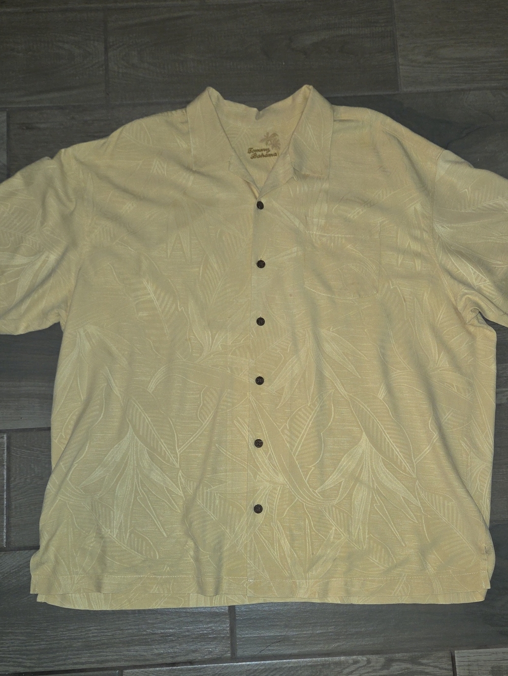 Tommy Bahama Light Muted Silk Yellow Short-Sleeve Button-Down Camp Shirt